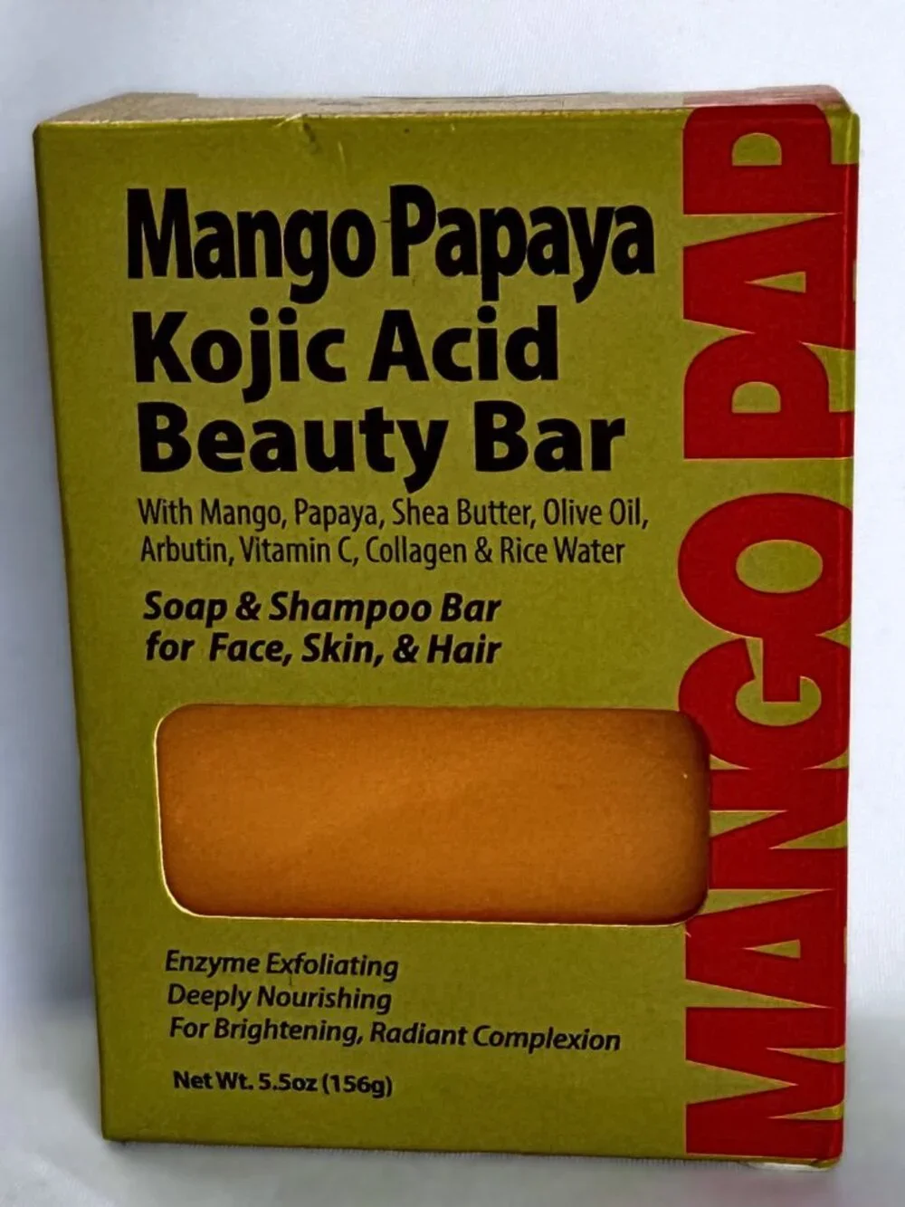 By Natures Mango Papaya Shea Butter Kojic Acid Beauty Bar for Face, Skin, Hair